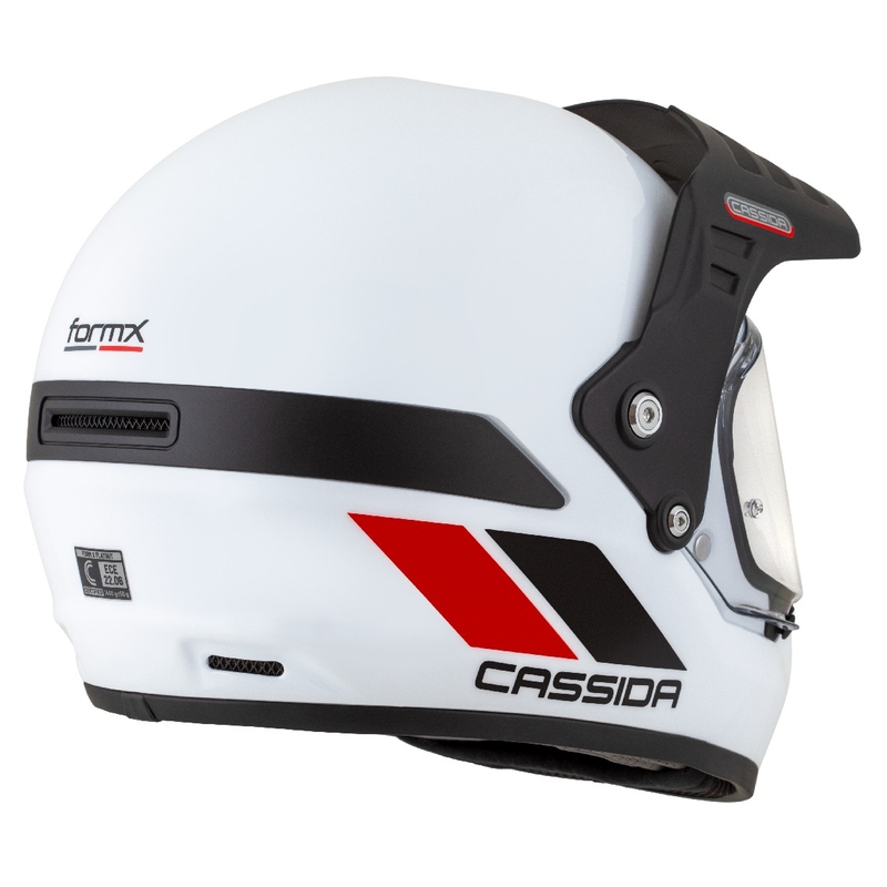 Enduro šalmas Cassida FormX FlatOut balta-juoda-raudona