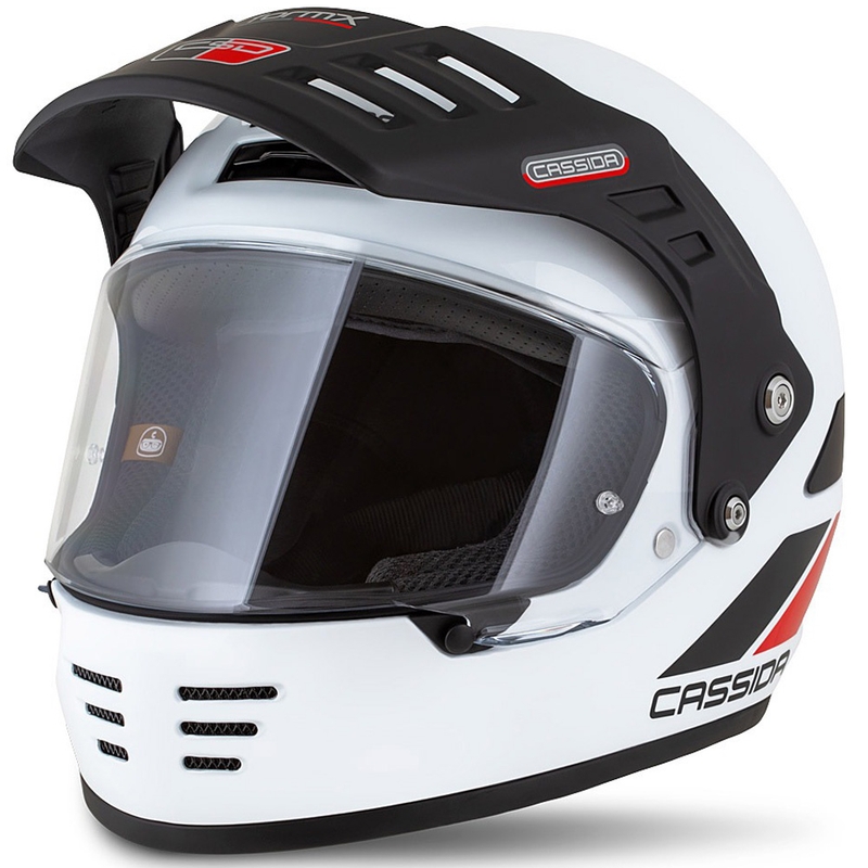 Enduro šalmas Cassida FormX FlatOut balta-juoda-raudona