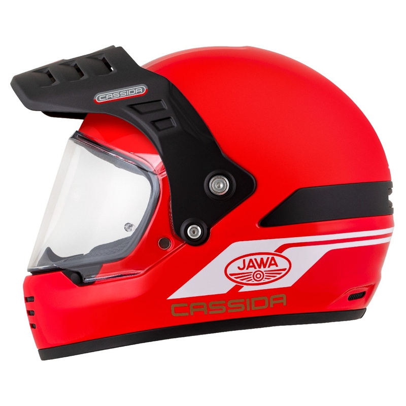 Enduro šalmas Cassida FormX Jawa RotaX raudona-balta-auksinė
