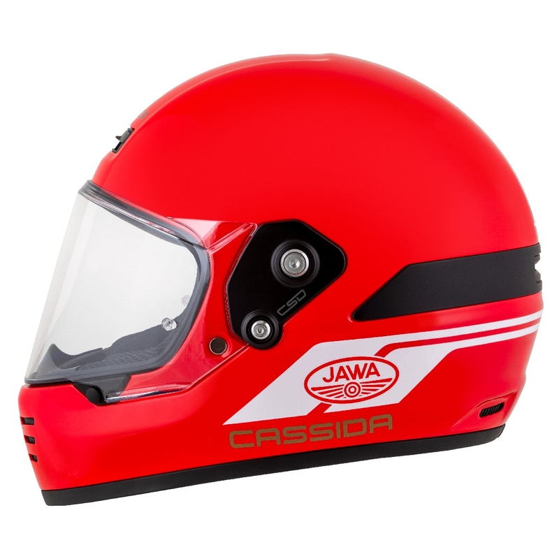 Enduro šalmas Cassida FormX Jawa RotaX raudona-balta-auksinė