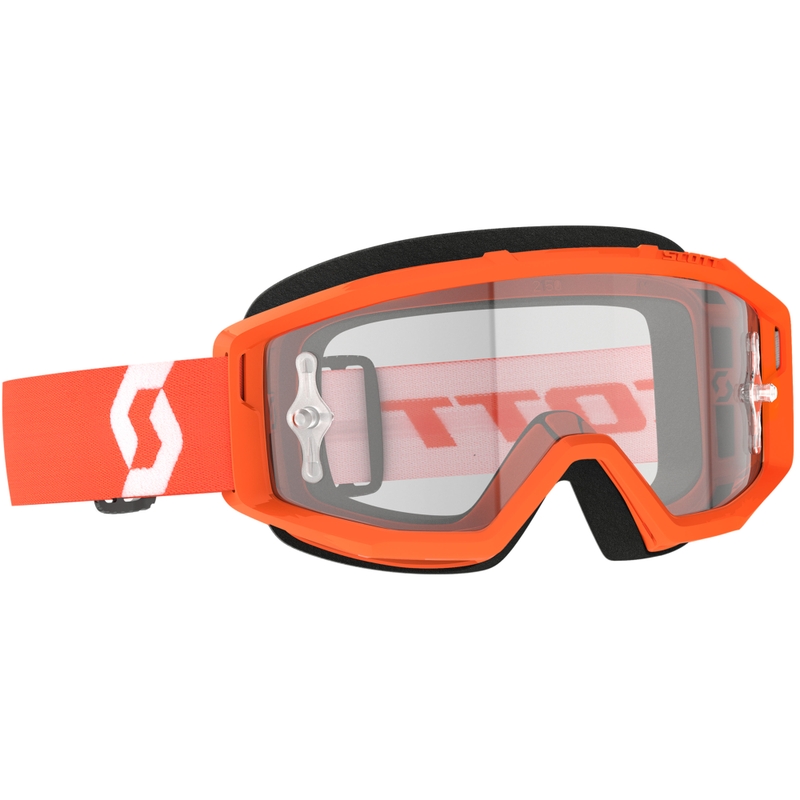 Motokroso akiniai SCOTT Primal Clear oranžinės ir baltos spalvos su skaidriu stiklu