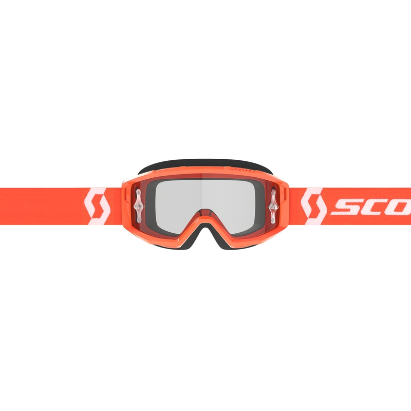 Motokroso akiniai SCOTT Primal Clear oranžinės ir baltos spalvos su skaidriu stiklu