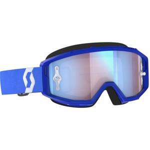Motokroso akiniai SCOTT Primal CH mėlynos ir baltos spalvos su chromuotu mėlynu stiklu
