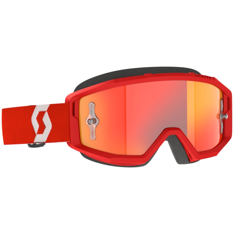 Motokroso akiniai SCOTT Primal CH raudonos ir baltos spalvos su chromuotu oranžiniu stiklu