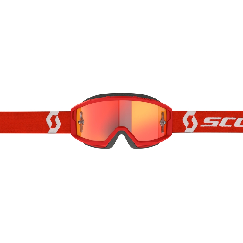 Motokroso akiniai SCOTT Primal CH raudonos ir baltos spalvos su chromuotu oranžiniu stiklu