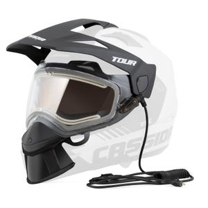 "Cassida Tour" elektrinio šalmo šildymo rinkinys su skaidriu pleksikliu ir oranžiniu stiklu nuo rūko