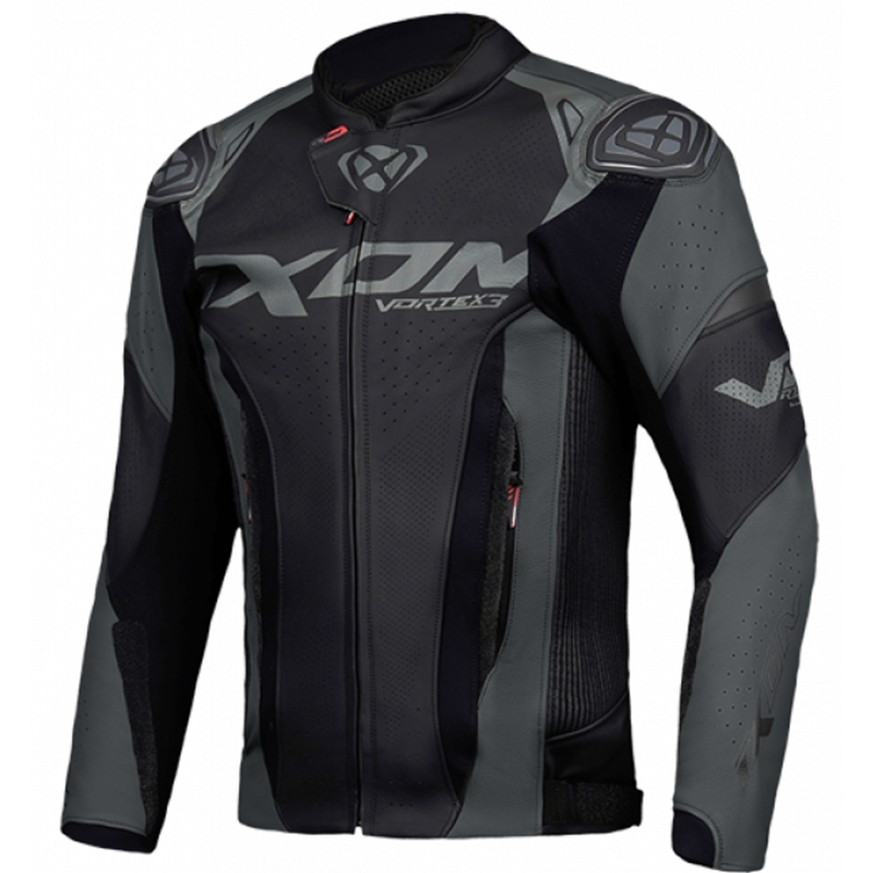 IXON Vortex 3 juoda odinė motociklininko striukė