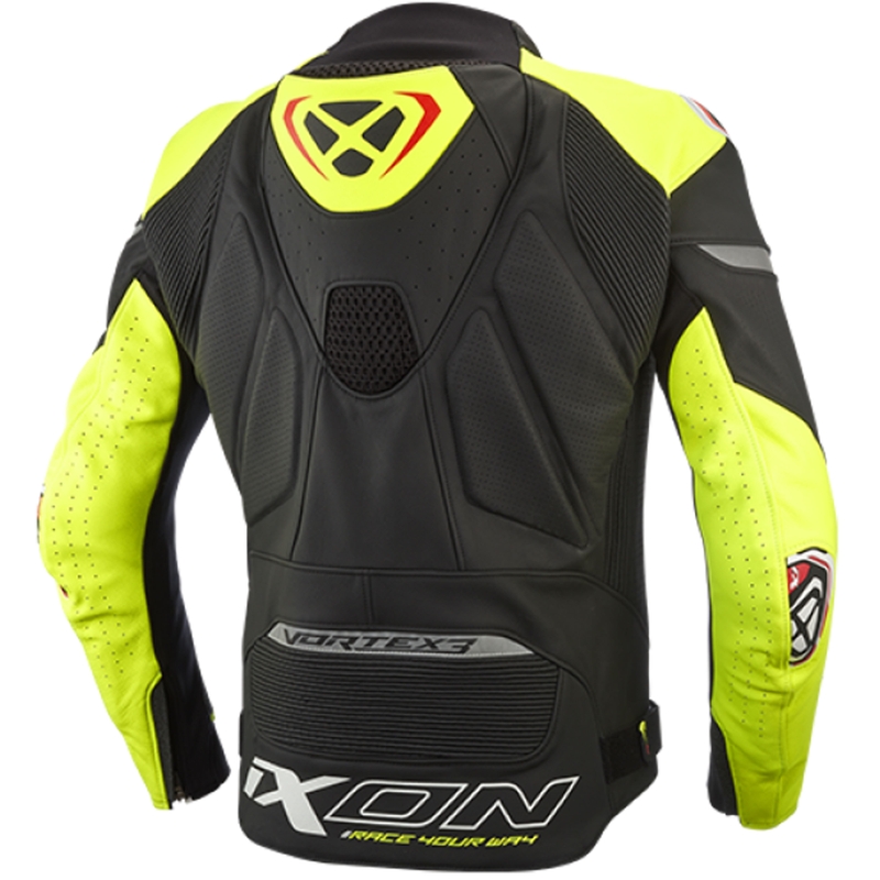 Odinė motociklininko striukė IXON Vortex 3 black-fluo yellow