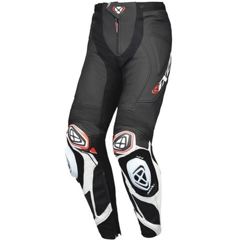IXON Vortex 3 juodos ir baltos odos motociklininko kelnės