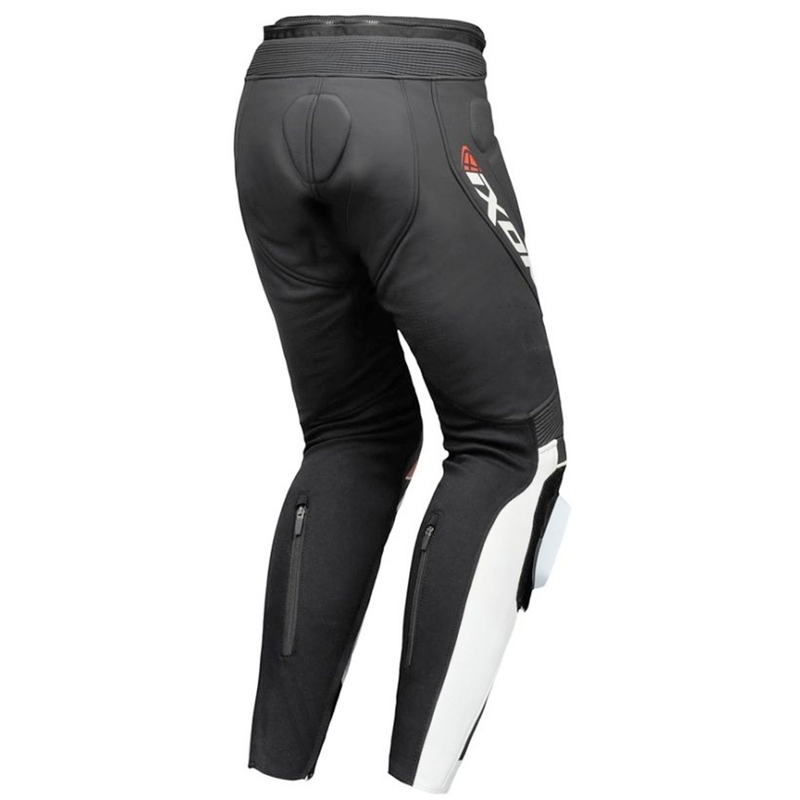 IXON Vortex 3 juodos ir baltos odos motociklininko kelnės