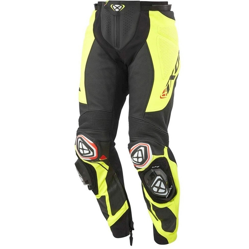 IXON Vortex 3 juodai geltonos odos motociklininko kelnės