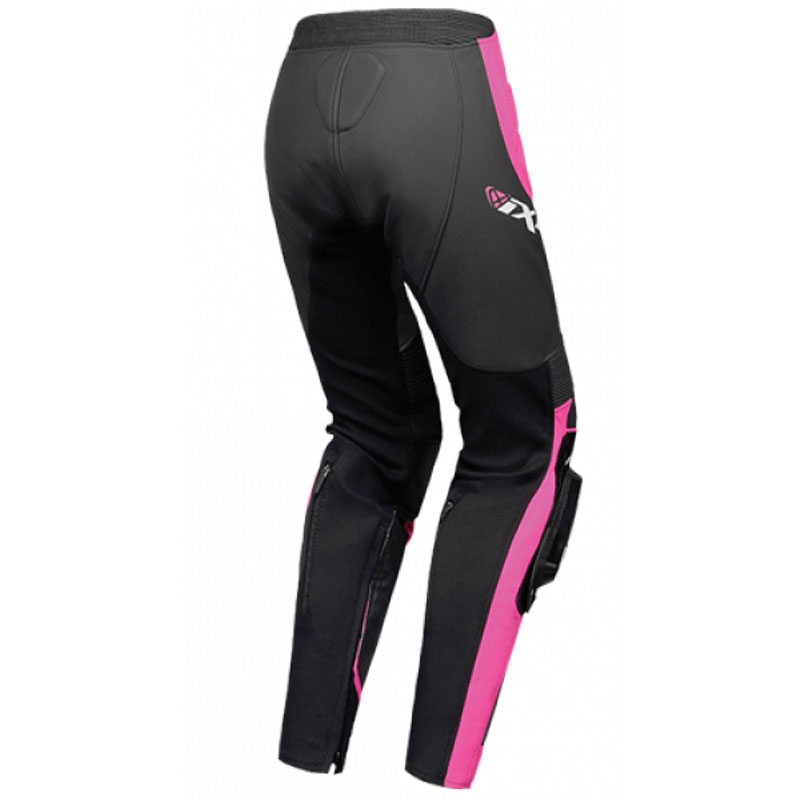 Moteriškos odinės motociklininko kelnės IXON Vortex 3 black-pink-white