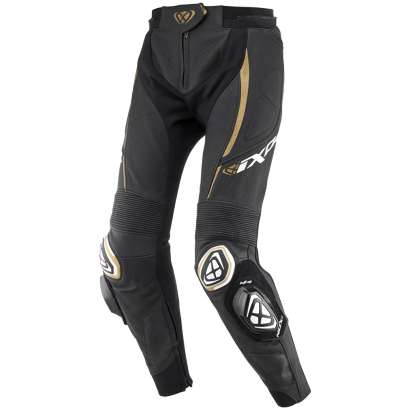 Moteriškos odinės motociklininko kelnės IXON Vortex 3 black-white-gold