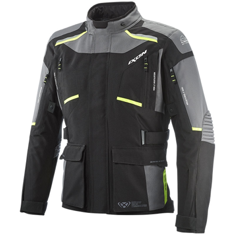 Motociklininko striukė IXON Midgard black-grey-fluo yellow