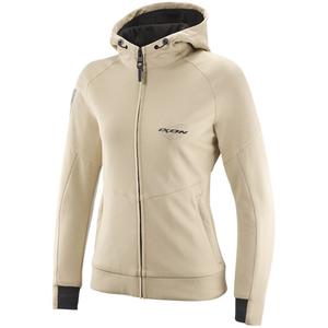 Moteriškas motociklininko džemperis su gobtuvu IXON Touchdown beige-grey