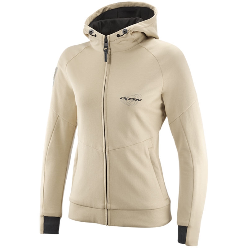 Moteriškas motociklininko džemperis su gobtuvu IXON Touchdown beige-grey