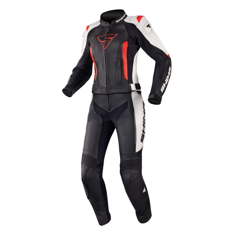 Moteriškas Shima Miura Black-White-Fluo Red motociklininkų kombinezonas išpardavimas