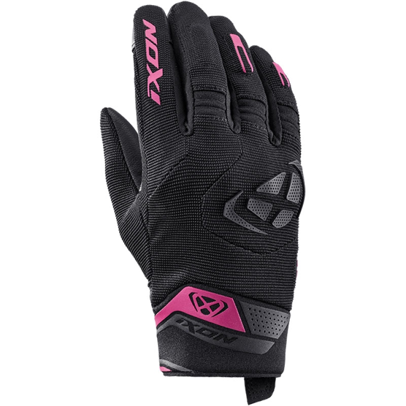 Moteriškos motociklininko pirštinės IXON Mig 2 juodos ir rožinės spalvos