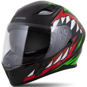 Integruotas šalmas Cassida Orbit Strix raudona-žalia-pilka-balta-juoda