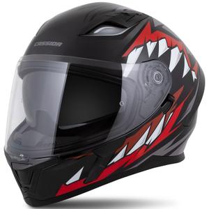 Integralus šalmas Cassida Orbit Strix raudonai pilka-balta-juoda