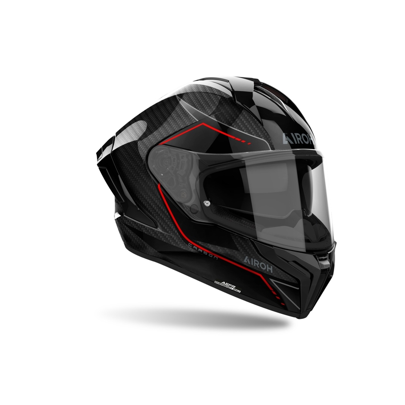 Integruotas motociklininko šalmas "Airoh MATRYX Carbon" blizgus juodas
