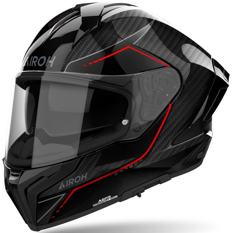 Integruotas motociklininko šalmas "Airoh MATRYX Carbon" blizgus juodas
