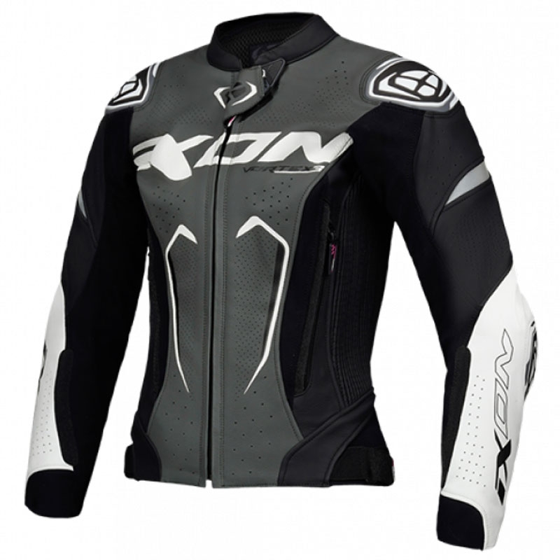 Moteriška odinė motociklininko striukė IXON Vortex 3 black-anthracite-white