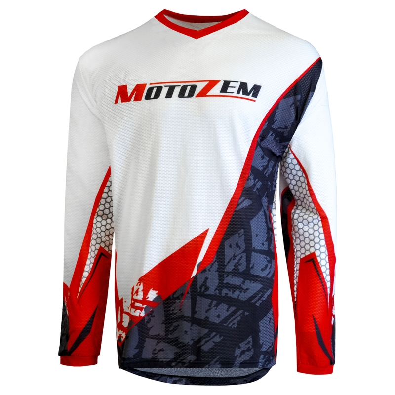 Motokroso marškinėliai MotoZem Ground MX balta-juoda-raudona