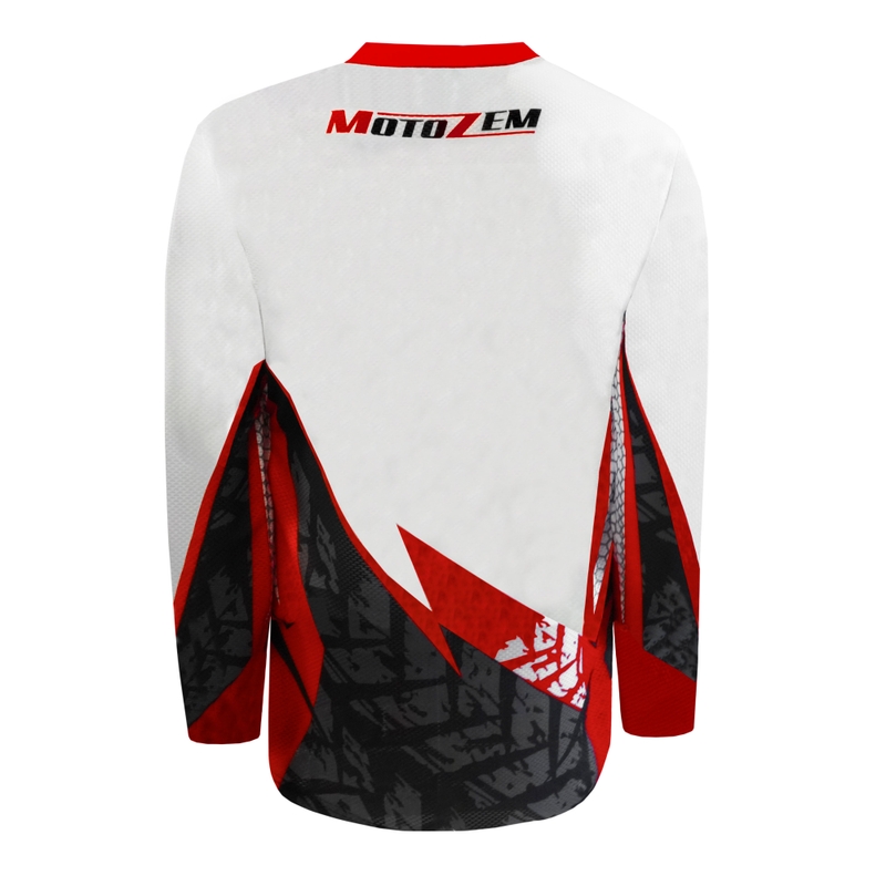 Motokroso marškinėliai MotoZem Ground MX balta-juoda-raudona