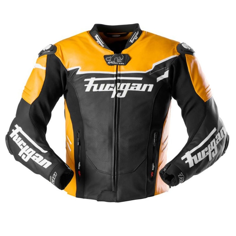 Furygan Signature 55 juodos ir geltonos spalvos odinė motociklo striukė