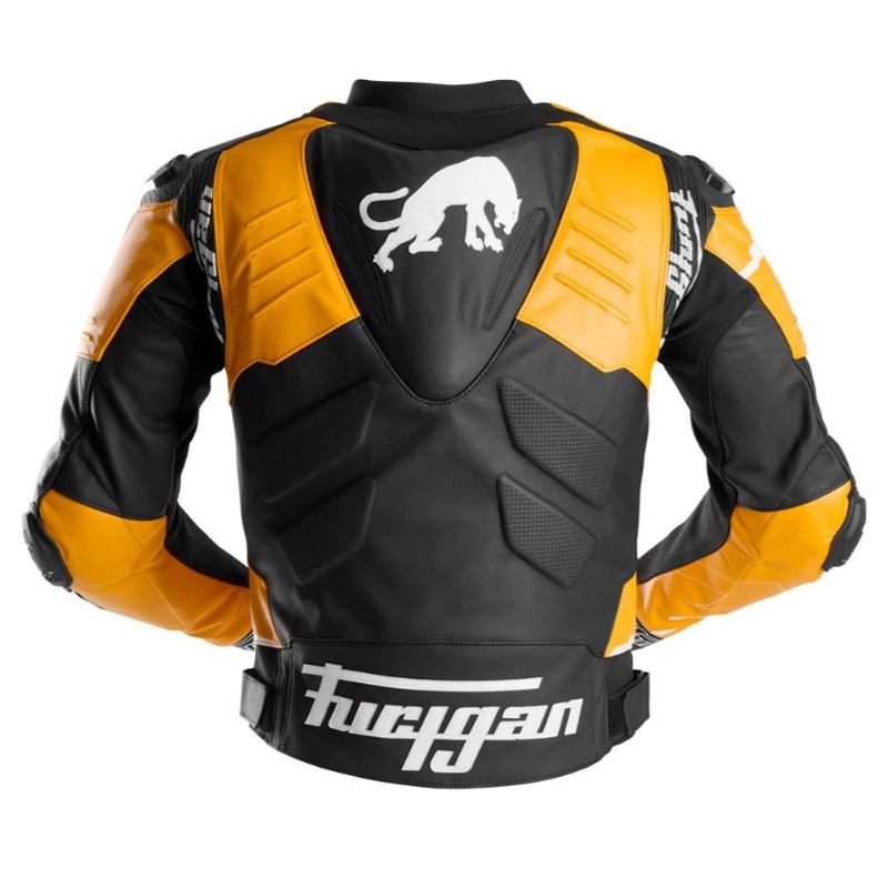 Furygan Signature 55 juodos ir geltonos spalvos odinė motociklo striukė