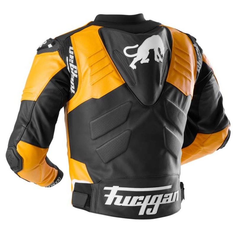 Furygan Signature 55 juodos ir geltonos spalvos odinė motociklo striukė