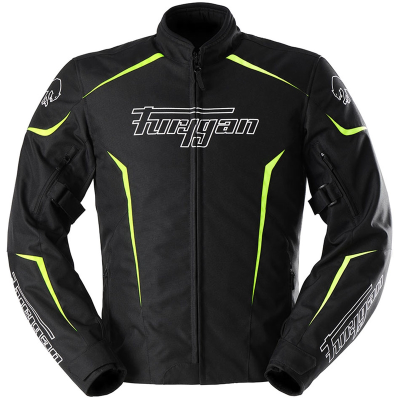 Furygan Yori juoda-balta-fluo geltona motociklininko striukė
