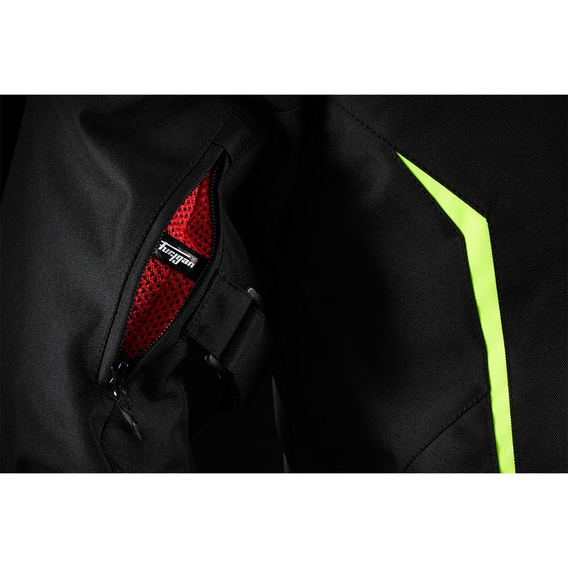 Furygan Yori juoda-balta-fluo geltona motociklininko striukė