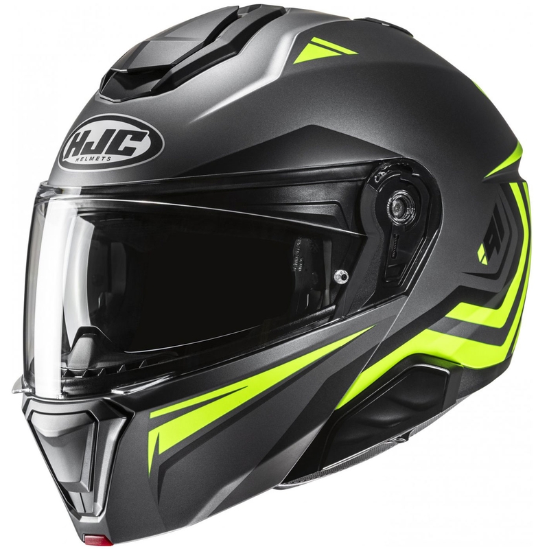 Atverčiamas motociklininko šalmas HJC i91 Tricus MC3HSF juoda-fluo geltona