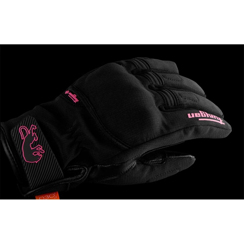 Moteriškos Furygan Jet Lady All Season D3O® Evo Black and Pink motociklininko pirštinės