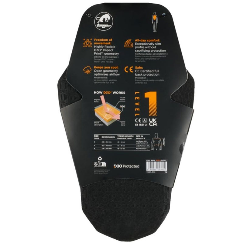 Furygan Viso nugaros Fury D3O® Ghost™ Level 1 nugaros apsauga