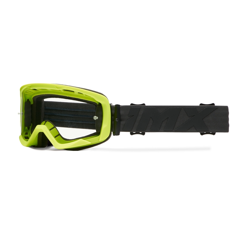"iMX Endurance Flip" fluo geltonos-juodos spalvos motociklininko akiniai su skaidriu stiklu