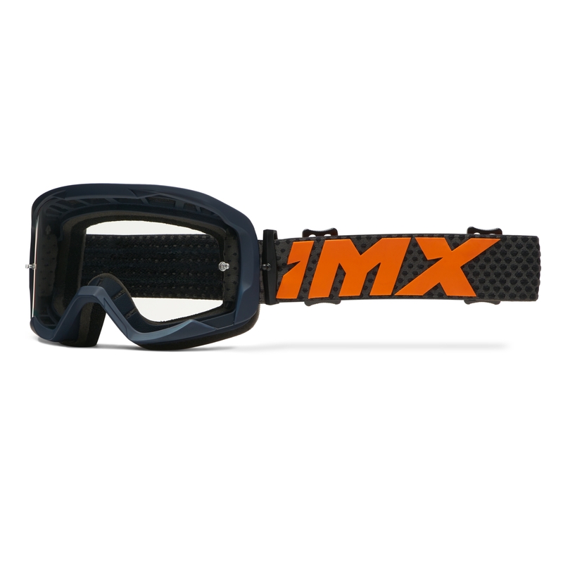 Motokroso akiniai iMX Endurance Flip mėlynai oranžiniai su iridžio pleksikliu