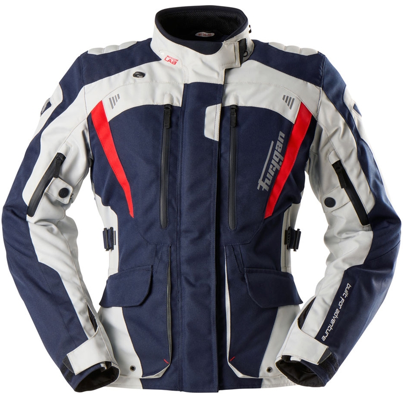 Moteriška motociklininko striukė Furygan Apalaches Lady Evo Blue-Beige-Red