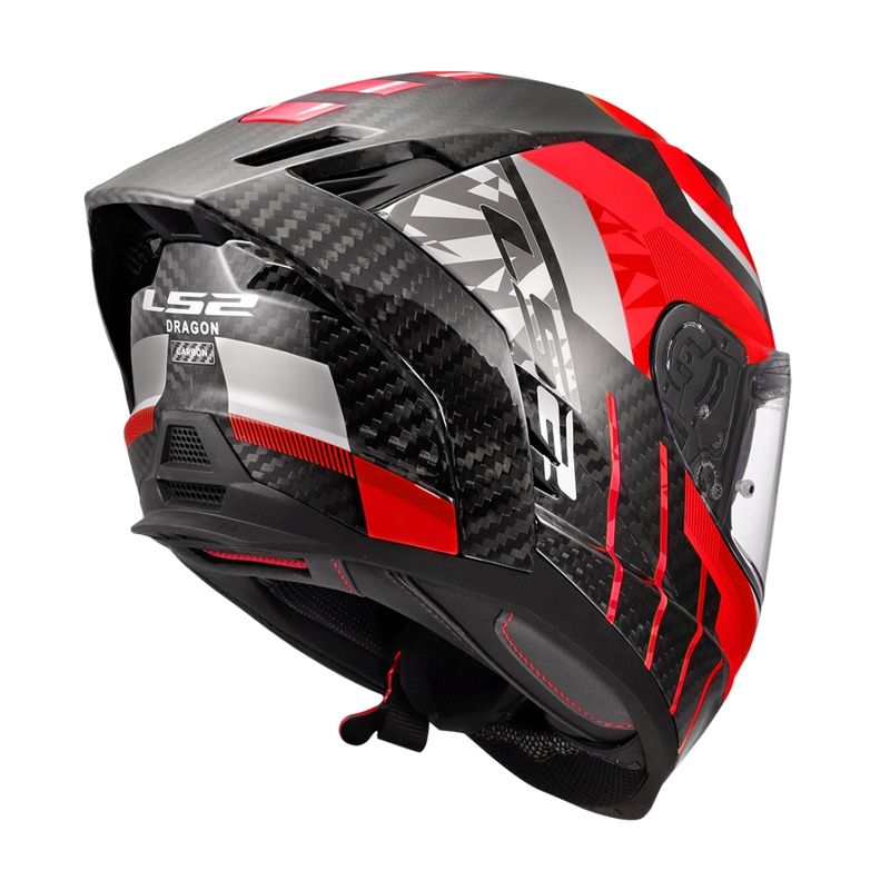 Integruotas motociklininko šalmas LS2 FF807 Dragon Trax raudonas