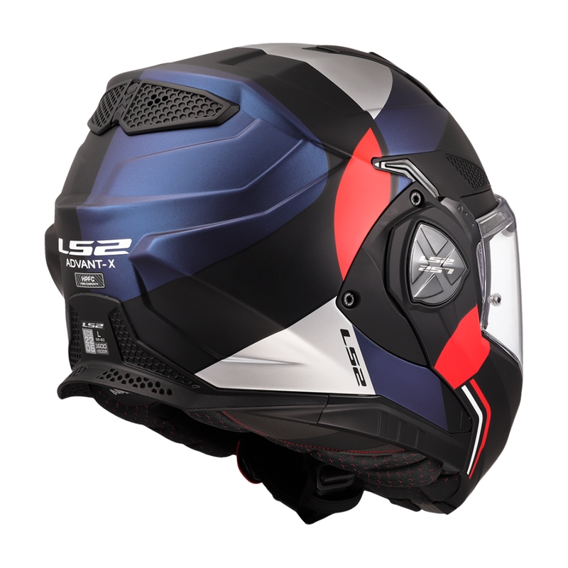 LS2 FF901 Advant X Ultra mėlynos-raudonos spalvos apverčiamas motociklininko šalmas