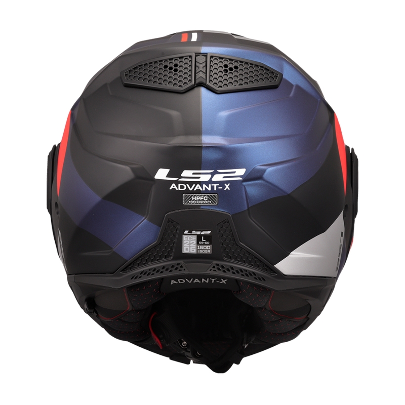LS2 FF901 Advant X Ultra mėlynos-raudonos spalvos apverčiamas motociklininko šalmas