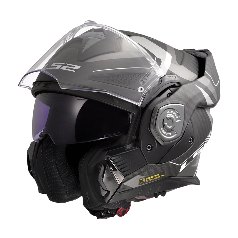 LS2 FF901 Advant X C Horizon sidabrinės ir pilkos spalvos atlenkiamas motociklininko šalmas