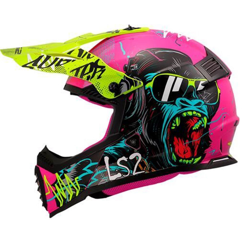 Vaikiškas motokroso šalmas LS2 MX437 Fast EVO Mini Gorilla violetinė