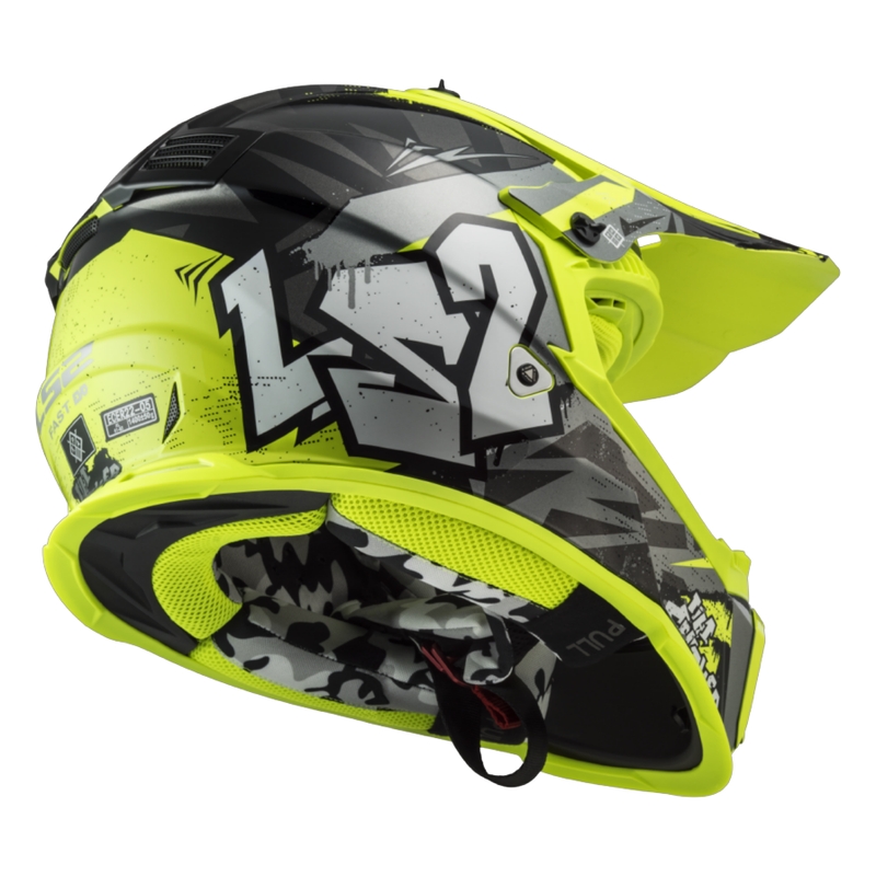Vaikiškas motokroso šalmas LS2 MX437 Fast EVO Mini Crusher juodai geltonas