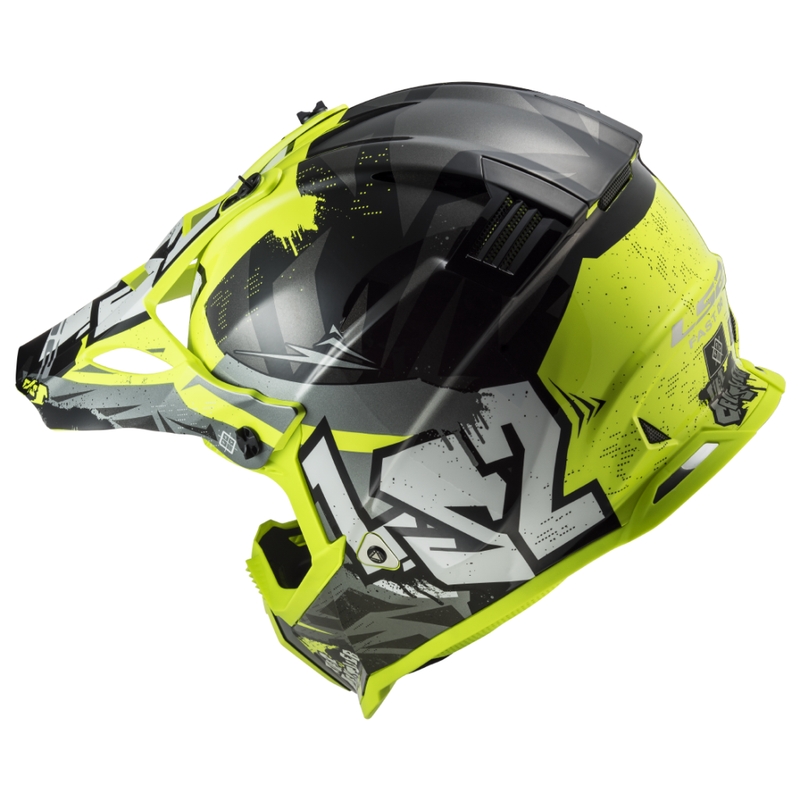 Vaikiškas motokroso šalmas LS2 MX437 Fast EVO Mini Crusher juodai geltonas