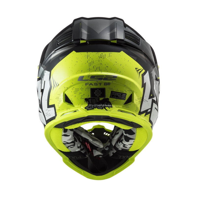 Vaikiškas motokroso šalmas LS2 MX437 Fast EVO Mini Crusher juodai geltonas