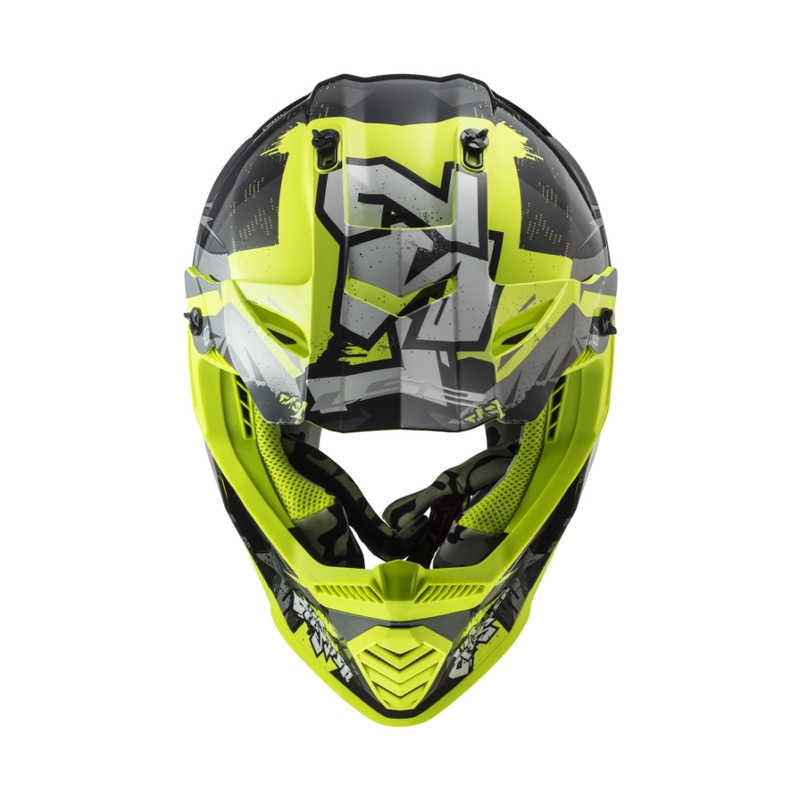 Vaikiškas motokroso šalmas LS2 MX437 Fast EVO Mini Crusher juodai geltonas