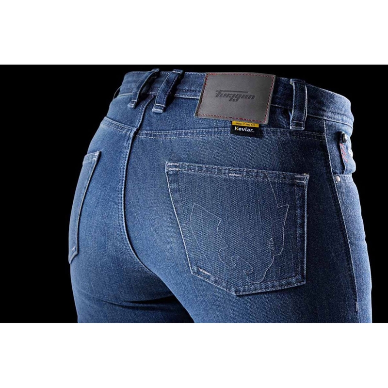 Furygan Kate X Kevlar® Straight moteriškos motociklininko džinsinės kelnės, mėlynos